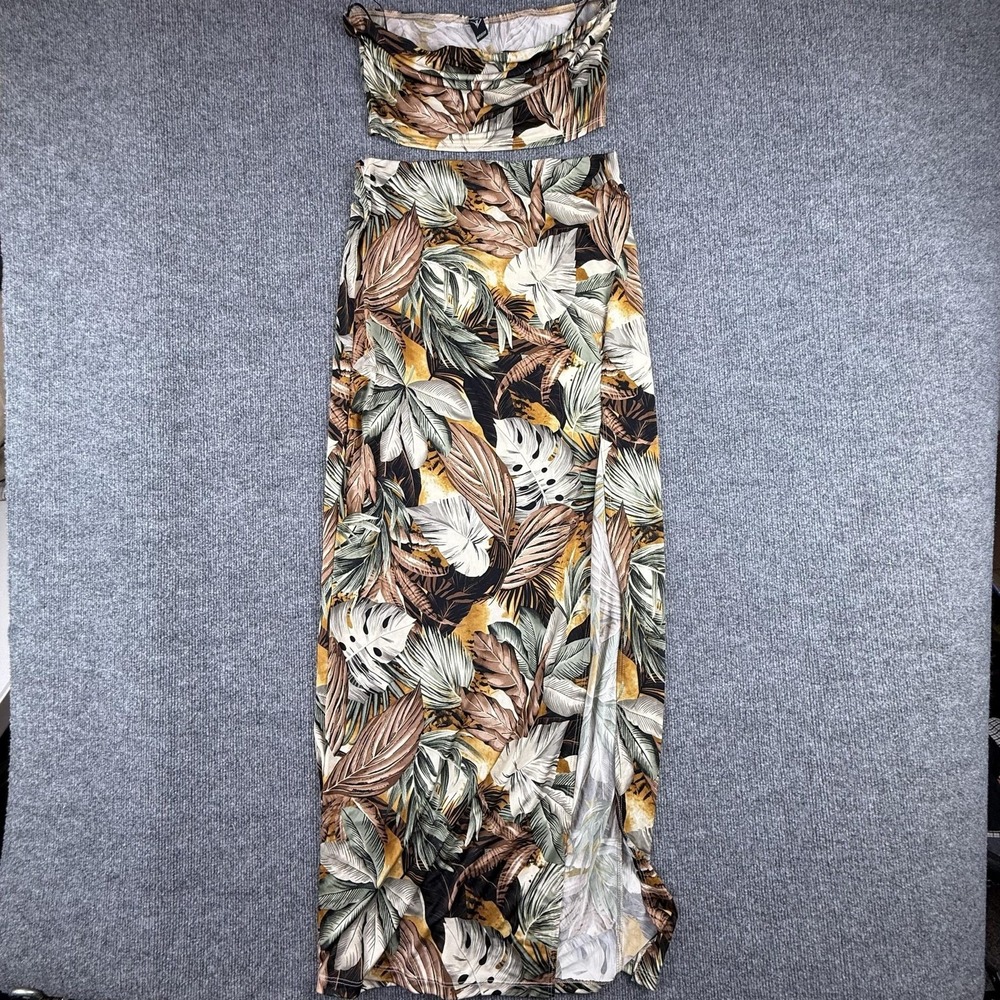 Windsor Skirt Tank Set Womens Medium Multicolor Tropical Off Shoulder 2 Piece